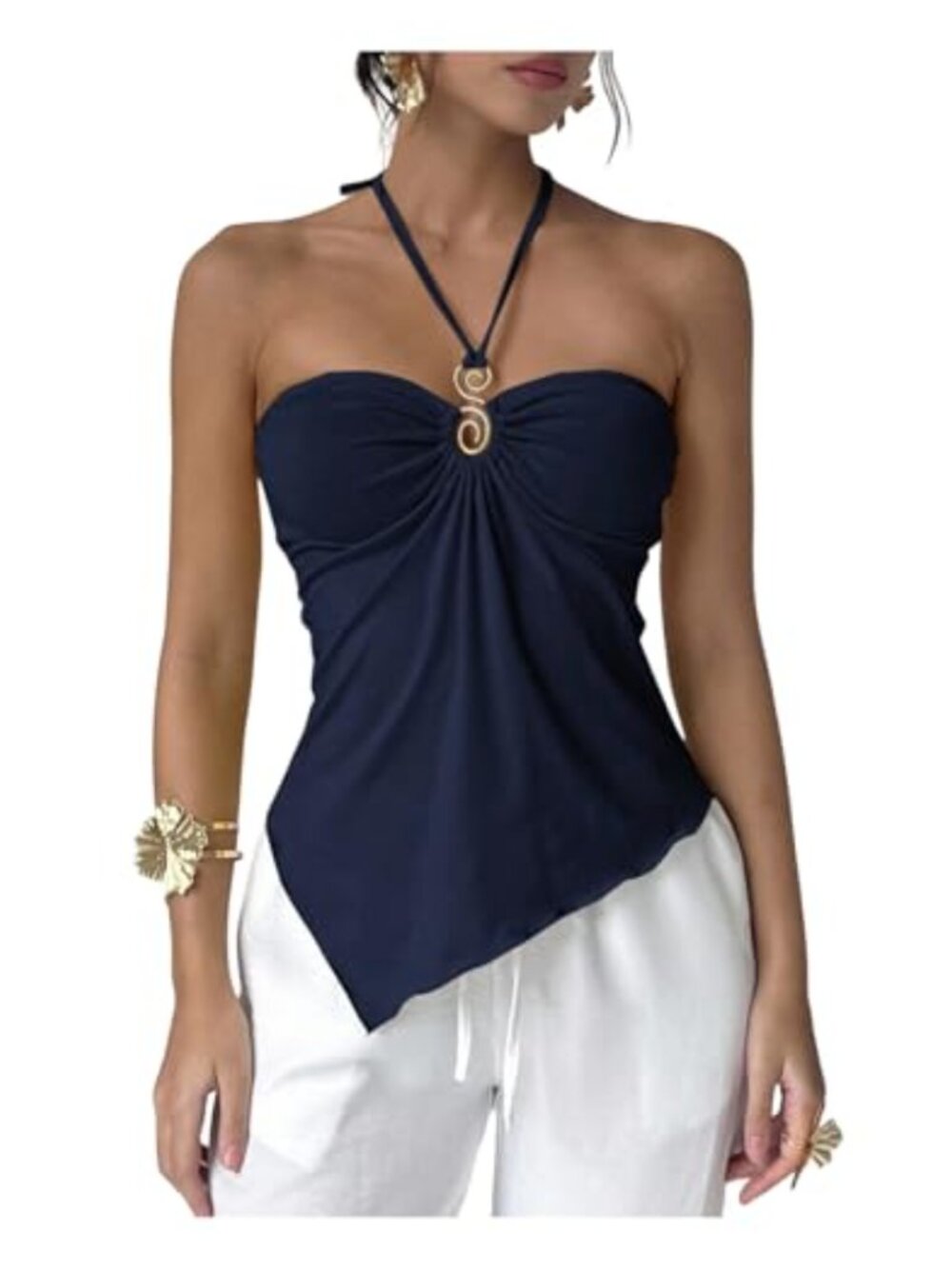 Halter Tie Back Backless Cami Top Soft Stretch Summer Going Out